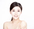 Closeup asian young beauty with clean fresh skin