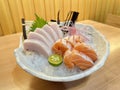 Closeup assorted Sashimi, salmon and Swordfish belly. Top view Royalty Free Stock Photo