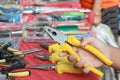 Closeup of assorted work tools Royalty Free Stock Photo