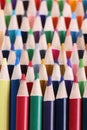 Closeup of assortment of colored pencils. Quality drawing pencils