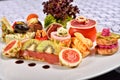 Closeup of atipasto and catering platter with different appetiz