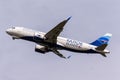 Closeup of Atlantic Airways Faroe Islands Airbus A320-251N departing at Edinburgh Airport, Scotland