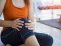 Closeup attractive woman making workout yoga at home Royalty Free Stock Photo