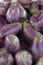 Closeup of aubergine heap