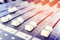 Closeup audio mixer slider control Royalty Free Stock Photo