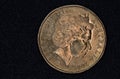 Closeup of an Australian 1 dollar coin.