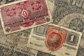 Closeup of an Austria-Hungarian 1 krone banknote vintage from 1916