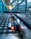 A closeup of an automatic sorting system using sensors and conveyor belts displaying the integration of AI in manufacturing Royalty Free Stock Photo