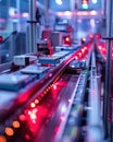A closeup of an automatic sorting system using sensors and conveyor belts displaying the integration of AI in manufacturing