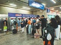 closeup of automatic ticket office of hankou railway station in Wuhan city