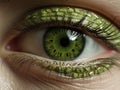 Closeup of Avocado Green Eye with Target Rings - AI Generated