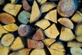 Closeup of axed burn wood pile texture background