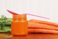 Closeup baby carrot food with spoon