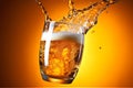 drink gradient beer cold splash background liquid bubble alcohol glass foam. Generative AI. Royalty Free Stock Photo