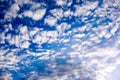 Bright blue sky and cotton clouds with sun lights on afternoon summer Royalty Free Stock Photo