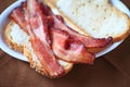 Closeup of bacon sandwich