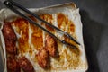 closeup of baked crispy chicken wings