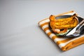 Closeup on baked pumpkin on plate Royalty Free Stock Photo