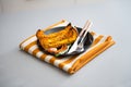 Closeup on baked pumpkin on plate Royalty Free Stock Photo
