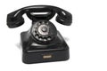 Closeup bakelite landline phone dial white background Royalty Free Stock Photo