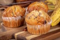 Closeup of Banana Nut Muffins Royalty Free Stock Photo