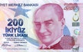 200 TL Lira half banknote Ataturk Portrait