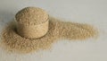 Closeup of banyard millet, a healthy grain, in a glass bowl