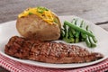 Closeup barbecue steak with vegetables