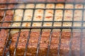 Closeup barbeque sausages Royalty Free Stock Photo
