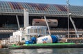 Closeup of Barge with cement mill, Amsterdam, Netherlands