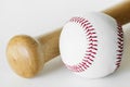 Closeup of baseball and bat Royalty Free Stock Photo