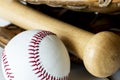 Closeup of baseball and bat Royalty Free Stock Photo