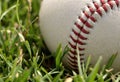 closeup baseball in grass Royalty Free Stock Photo