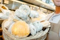 Closeup basket cheese Royalty Free Stock Photo