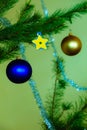 Closeup bauble Christmas tree ornament decoration.