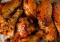 Closeup Bbq chicken wings with sauce, grilled and tasty finger f Royalty Free Stock Photo