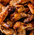 Closeup Bbq chicken wings with sauce, grilled and tasty finger f Royalty Free Stock Photo