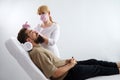 Closeup of bearded man getting beauty injection at aesthetic clinic. Plastic surgeon injecting anti-aging filler in Royalty Free Stock Photo