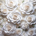 Closeup beautiful background of white roses. . AI Generative