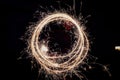 Closeup of beautiful circle incense fireworks in the dark sky