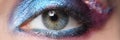Closeup of beautiful female eye with bright shadows