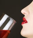 Closeup of beautiful female lips drinking wine Royalty Free Stock Photo