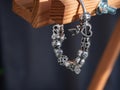 Closeup of a beautiful silver bracelet with decorations