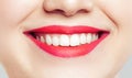 Closeup of beautiful smile with white teeth. Woman mouth smiling Royalty Free Stock Photo
