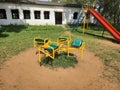 Closeup of beautiful sports equipment play ground inside the Machohalli Forest Gate