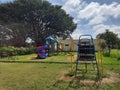 Closeup of beautiful sports equipment play ground inside the Machohalli Forest Gate