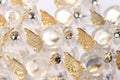 Closeup of beautiful tiny Christmas decorative glass angels with gold wings