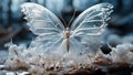 Closeup of a beautiful transparent butterfly. AI generated