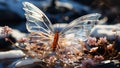 Closeup of a beautiful transparent butterfly. AI generated