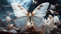 Closeup of a beautiful transparent butterfly. AI generated